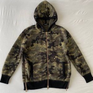 AUTH RARE Balmain camouflage mohair zip up jacket  hoodie Size large